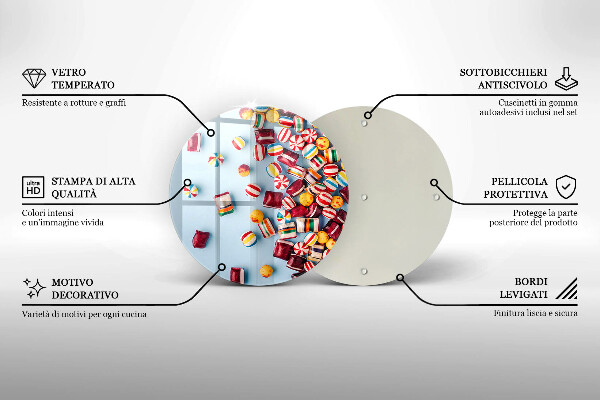 Skärbräda glas unik Färgglada godis