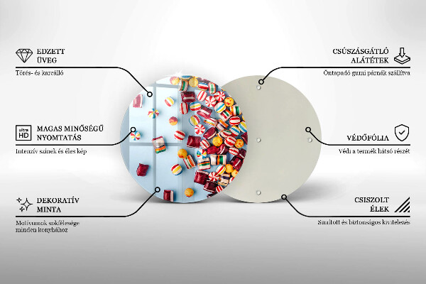 Skärbräda glas unik Färgglada godis