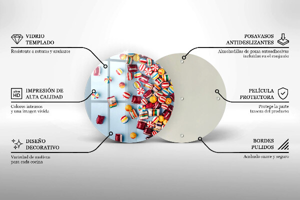 Skärbräda glas unik Färgglada godis