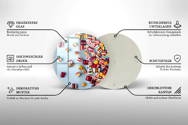 Skärbräda glas unik Färgglada godis