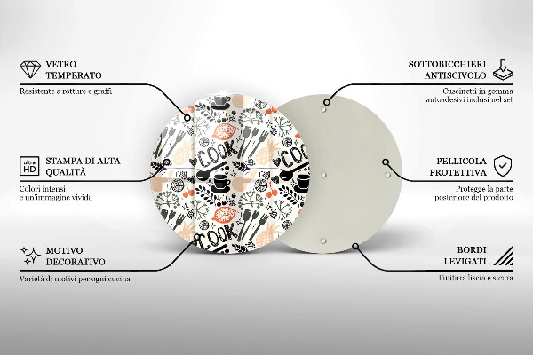 Skärbräda glas unik Tecknat köksmotiv