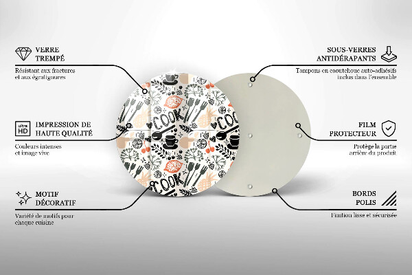 Skärbräda glas unik Tecknat köksmotiv
