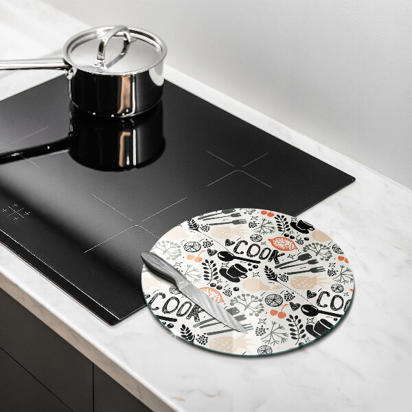 Skärbräda glas unik Tecknat köksmotiv