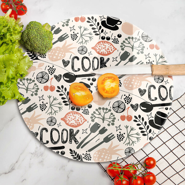 Skärbräda glas unik Tecknat köksmotiv