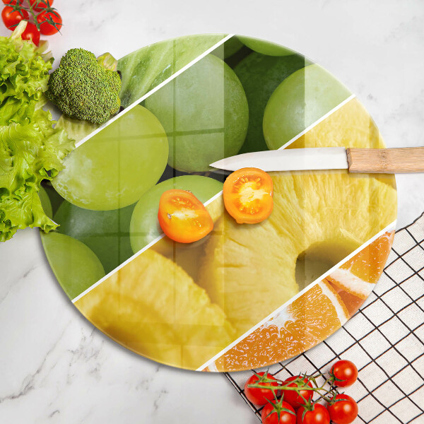 Skärbräda glas unik Färgglada frukter