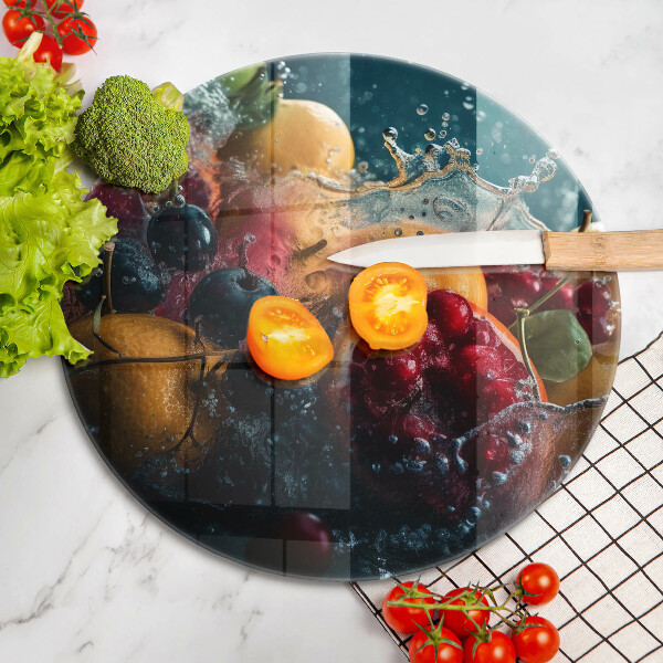 Skärbräda glas unik Frukt i vatten