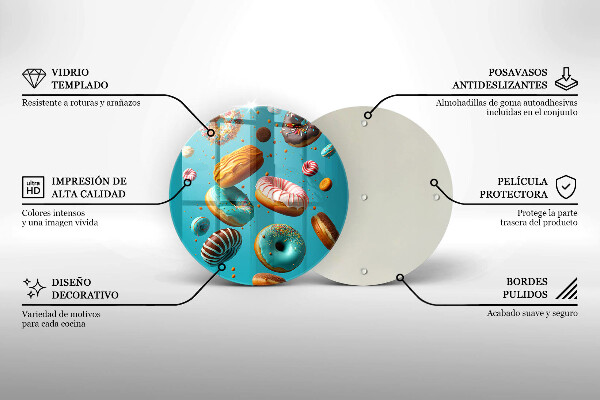 Skärbräda glas unik Färgglada munkar