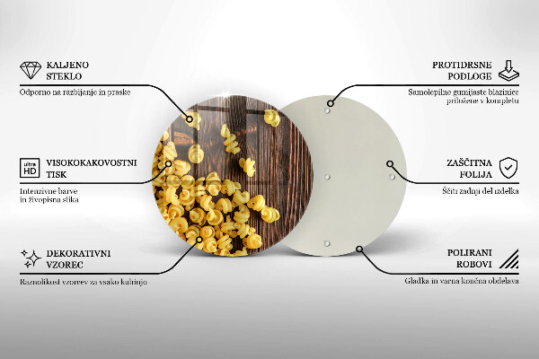 Skärbräda glas unik Pasta på bordet