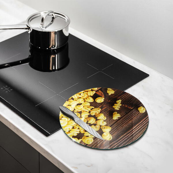 Skärbräda glas unik Pasta på bordet