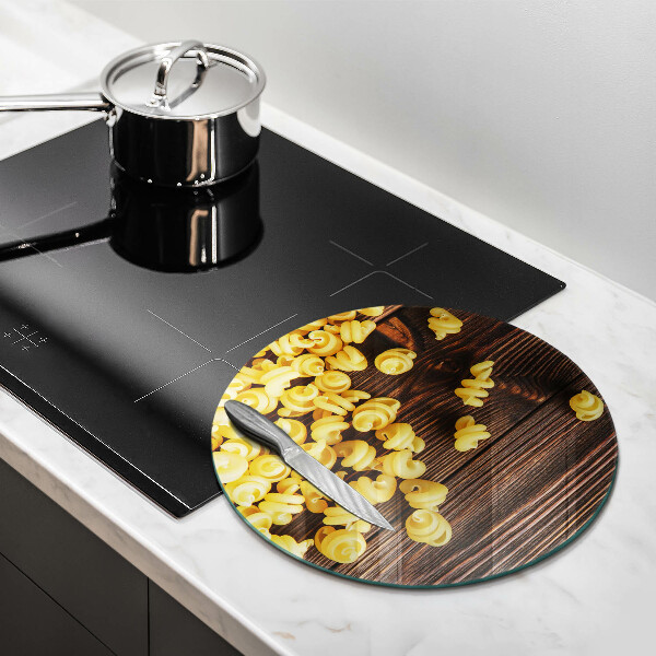 Skärbräda glas unik Pasta på bordet