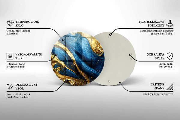 Skärbräda glas unik Blå och guld marmor