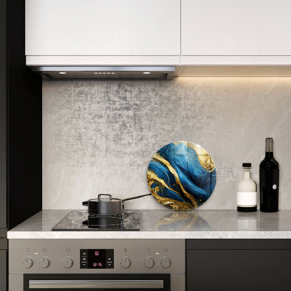 Skärbräda glas unik Blå och guld marmor