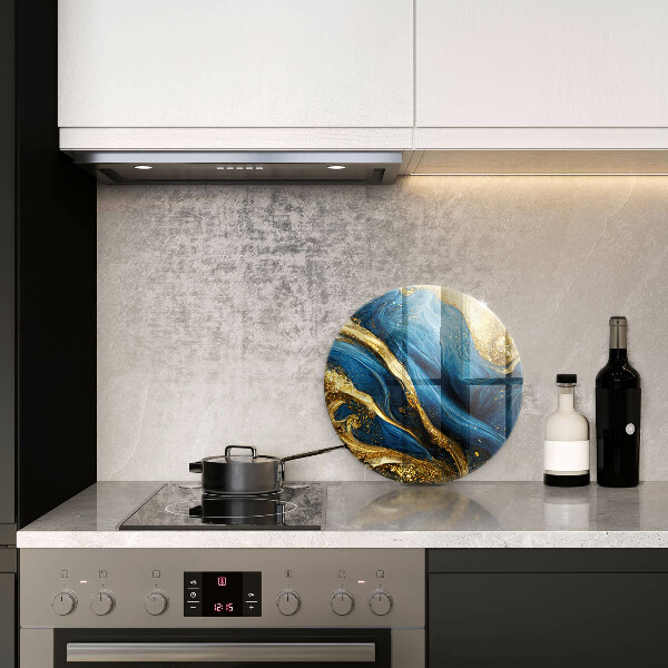 Skärbräda glas unik Blå och guld marmor