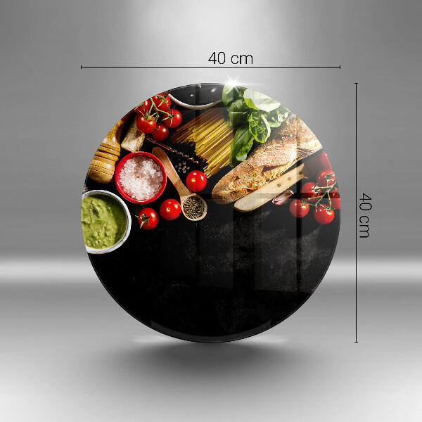 Skärbräda glas unik Italienska ingredienser och kryddor