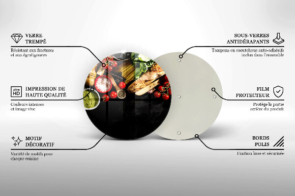 Skärbräda glas unik Italienska ingredienser och kryddor