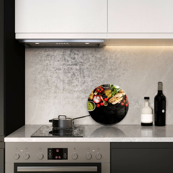 Skärbräda glas unik Italienska ingredienser och kryddor