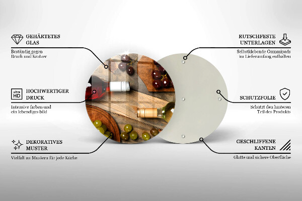 Skärbräda glas unik Vinflaskor och druvor