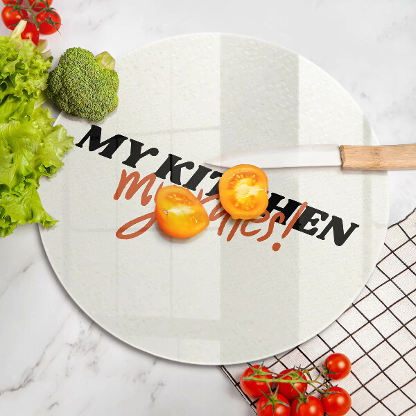 Skärbräda glas unik Inskriptionen Mitt kök mina regler