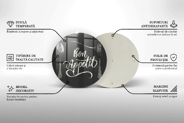 Skärbräda glas unik Bon Appetit inskription
