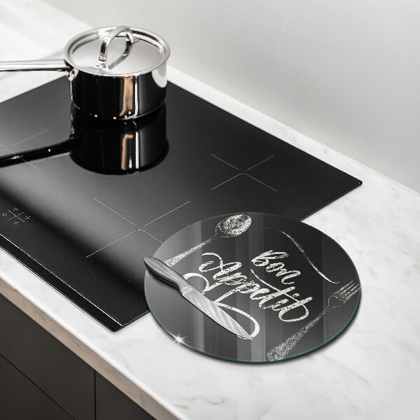 Skärbräda glas unik Bon Appetit inskription