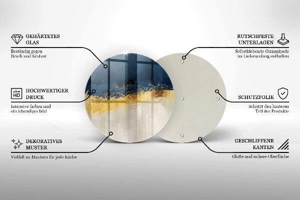 Skärbräda glas unik Guld abstraktion