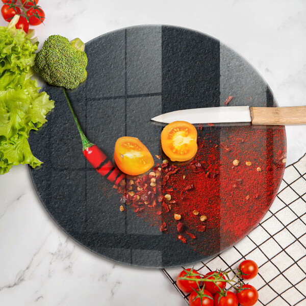 Skärbräda glas unik Chilipeppar