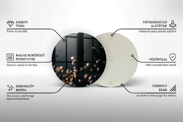 Skärbräda glas unik Fallande kaffebönor