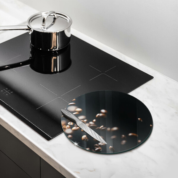 Skärbräda glas unik Fallande kaffebönor