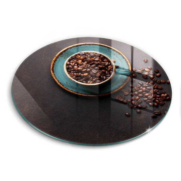 Skärbräda glas unik En kopp kaffebönor