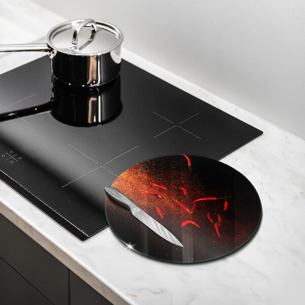 Skärbräda glas unik Varm chilipeppar