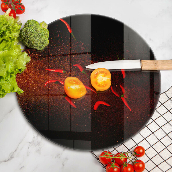 Skärbräda glas unik Varm chilipeppar