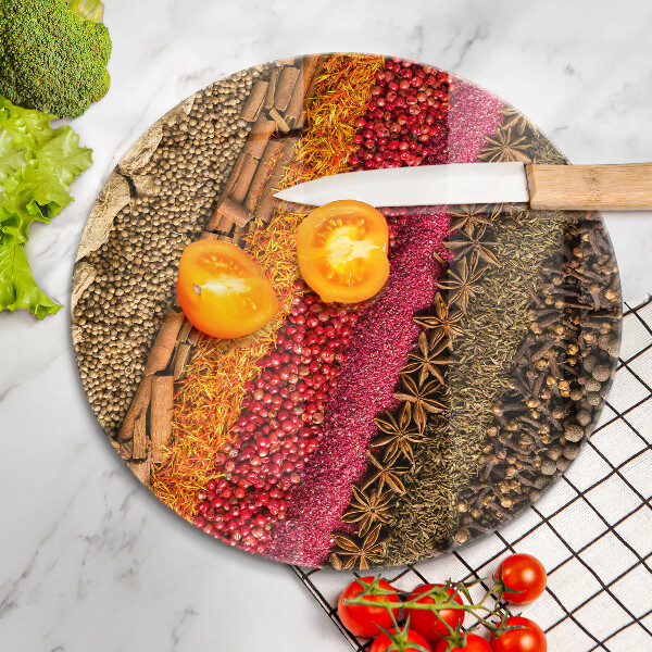 Skärbräda glas unik Färgglada kryddor