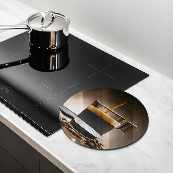 Skärbräda glas unik Glas och kaffebönor