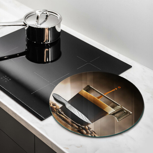 Skärbräda glas unik Glas och kaffebönor