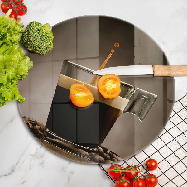 Skärbräda glas unik Glas och kaffebönor