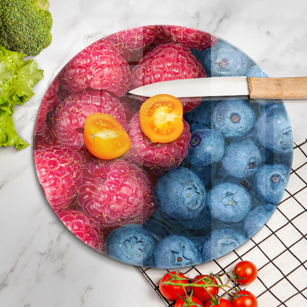 Skärbräda glas unik Hallon och blåbär frukter