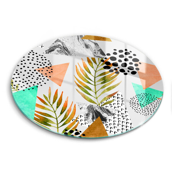 Skärbräda glas unik Boho löv mönster