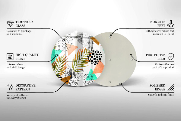 Skärbräda glas unik Boho löv mönster