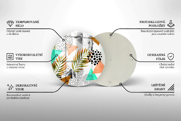 Skärbräda glas unik Boho löv mönster