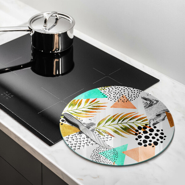 Skärbräda glas unik Boho löv mönster