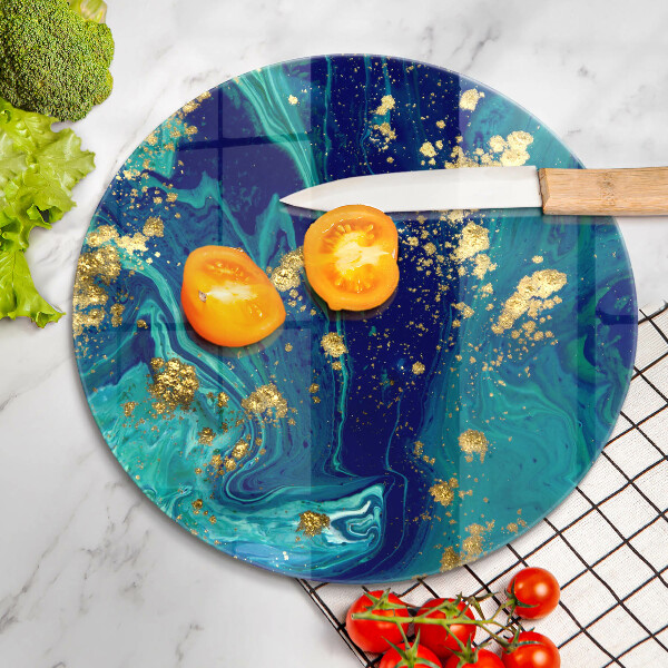 Skärbräda glas unik Abstraktion med guld