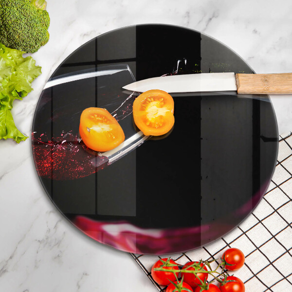 Skärbräda glas unik Ett glas rött vin