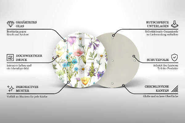 Skärbräda glas unik Blommor illustration