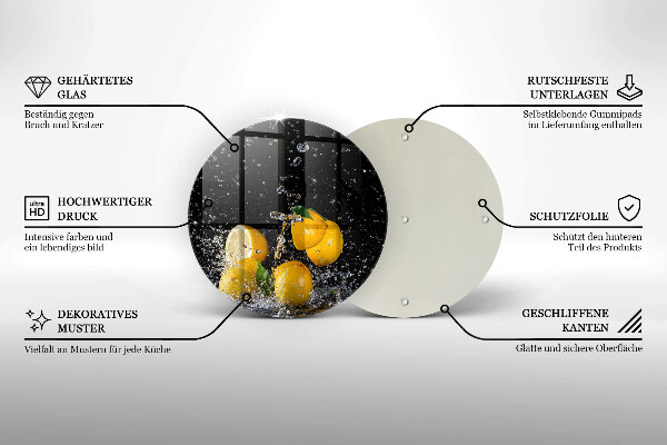 Skärbräda glas unik Saftig citronfrukt