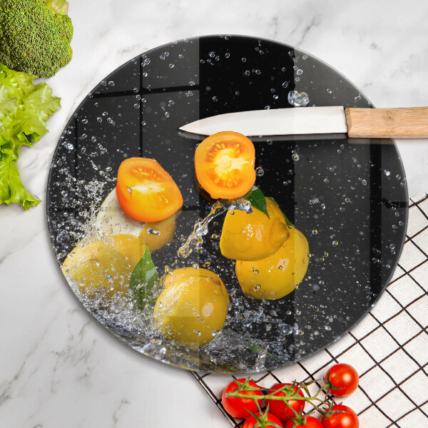 Skärbräda glas unik Saftig citronfrukt