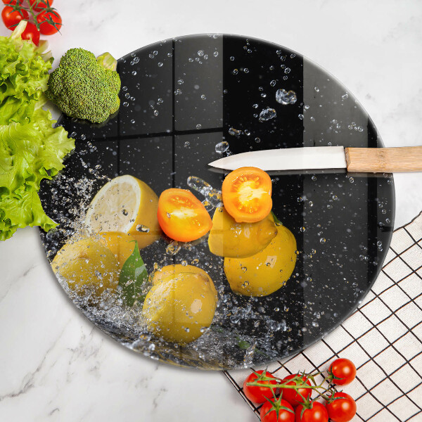 Skärbräda glas unik Saftig citronfrukt