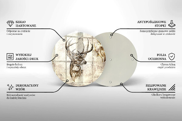 Skärbräda glas unik Rådjur djur illustration