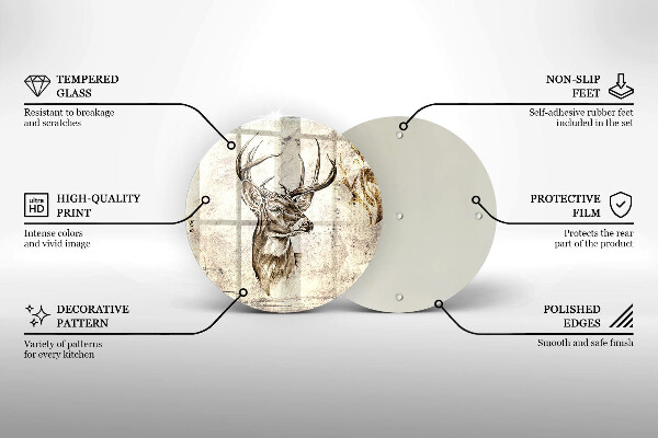 Skärbräda glas unik Rådjur djur illustration