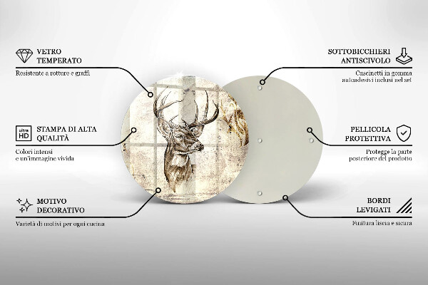 Skärbräda glas unik Rådjur djur illustration