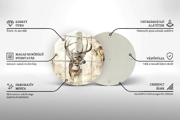 Skärbräda glas unik Rådjur djur illustration